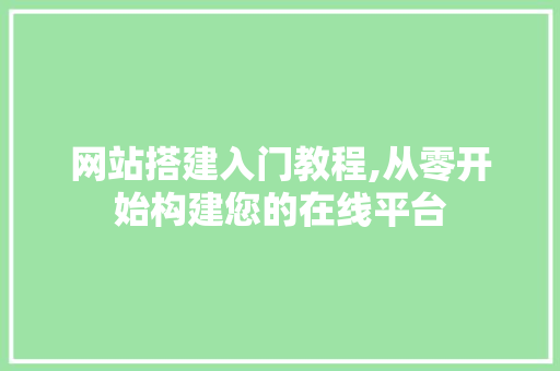 网站搭建入门教程,从零开始构建您的在线平台 网站搭建入门教程,从零开始构建您的在线平台 百度SEO