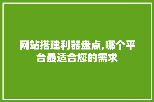 网站搭建利器盘点,哪个平台最适合您的需求