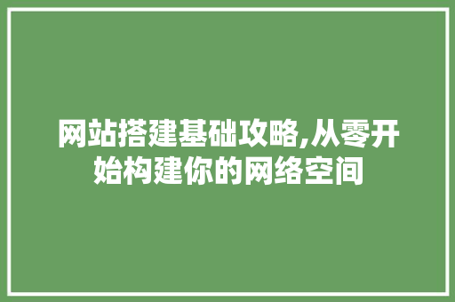网站搭建基础攻略,从零开始构建你的网络空间