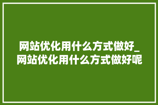 网站优化用什么方式做好_网站优化用什么方式做好呢。 网站优化用什么方式做好_网站优化用什么方式做好呢。 百度SEO