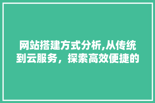 网站搭建方式分析,从传统到云服务，探索高效便捷的网站建设之路 网站搭建方式分析,从传统到云服务，探索高效便捷的网站建设之路 SEO关键词
