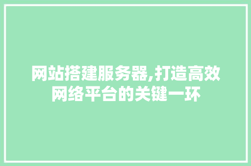 网站搭建服务器,打造高效网络平台的关键一环 网站搭建服务器,打造高效网络平台的关键一环 网站建设公司