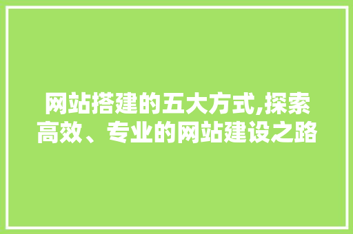 网站搭建的五大方式,探索高效、专业的网站建设之路 网站搭建的五大方式,探索高效、专业的网站建设之路 网站建设公司