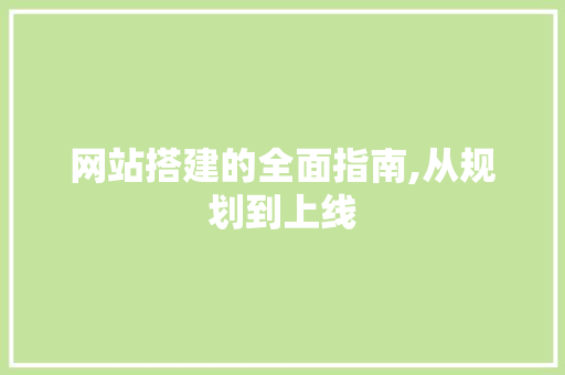 网站搭建的全面指南,从规划到上线