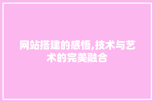 网站搭建的感悟,技术与艺术的完美融合