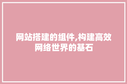 网站搭建的组件,构建高效网络世界的基石 网站搭建的组件,构建高效网络世界的基石 神马SEO