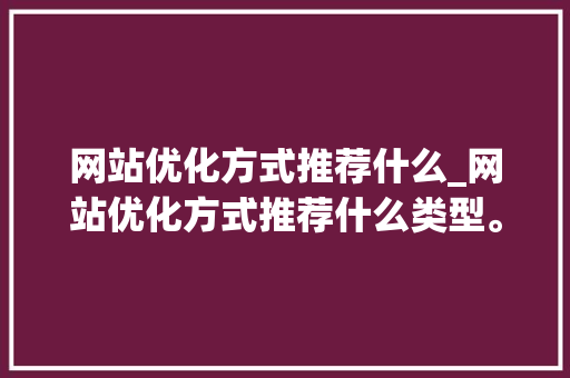 网站优化方式推荐什么_网站优化方式推荐什么类型。