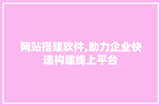 网站搭建软件,助力企业快速构建线上平台