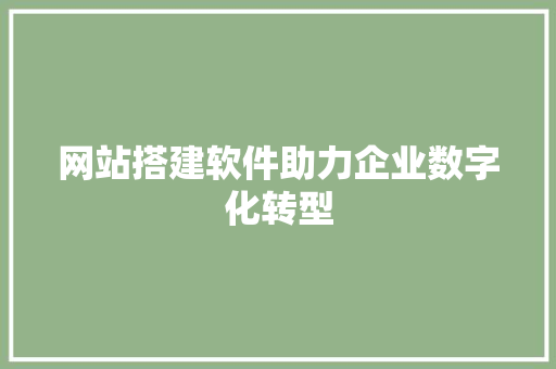 网站搭建软件助力企业数字化转型