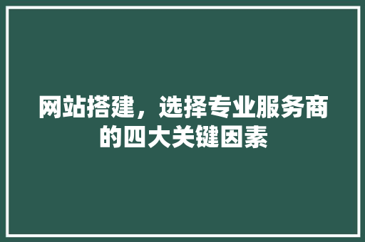 网站搭建，选择专业服务商的四大关键因素