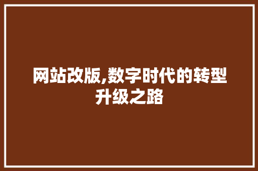 网站改版,数字时代的转型升级之路