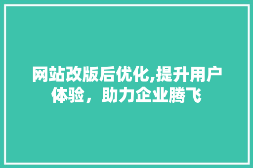 网站改版后优化,提升用户体验，助力企业腾飞