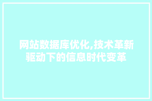 网站数据库优化,技术革新驱动下的信息时代变革