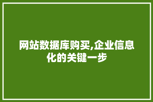 网站数据库购买,企业信息化的关键一步 网站数据库购买,企业信息化的关键一步 神马SEO