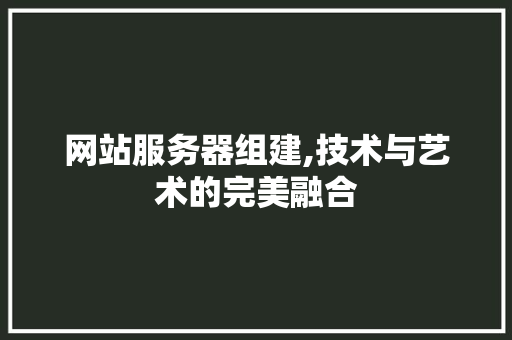 网站服务器组建,技术与艺术的完美融合