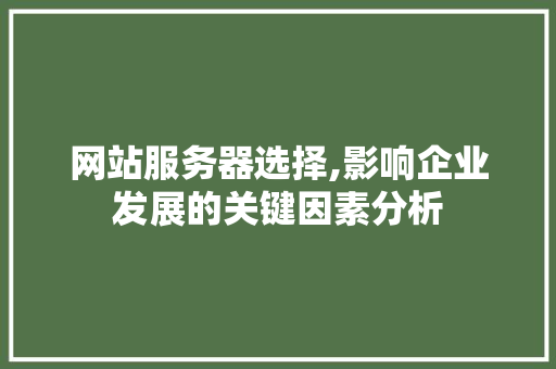 网站服务器选择,影响企业发展的关键因素分析