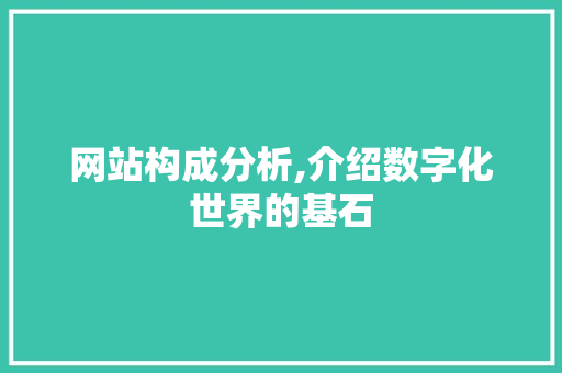 网站构成分析,介绍数字化世界的基石 网站构成分析,介绍数字化世界的基石 必应SEO