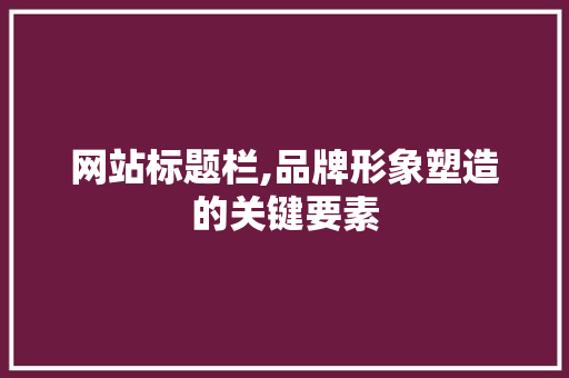 网站标题栏,品牌形象塑造的关键要素 网站标题栏,品牌形象塑造的关键要素 必应SEO