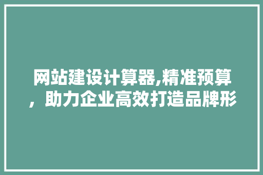 网站建设计算器,精准预算，助力企业高效打造品牌形象 网站建设计算器,精准预算，助力企业高效打造品牌形象 百度SEO