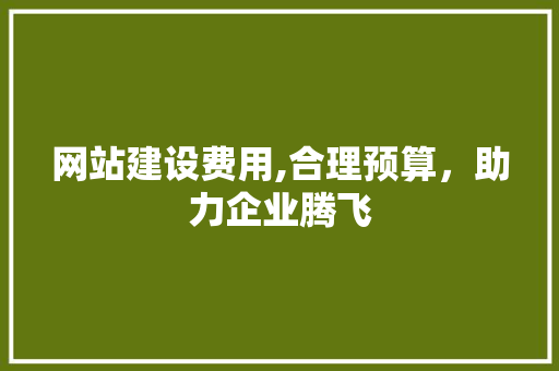网站建设费用,合理预算，助力企业腾飞 网站建设费用,合理预算，助力企业腾飞 网站建设公司