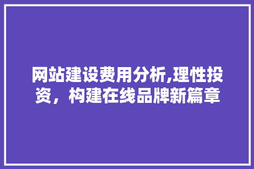 网站建设费用分析,理性投资，构建在线品牌新篇章