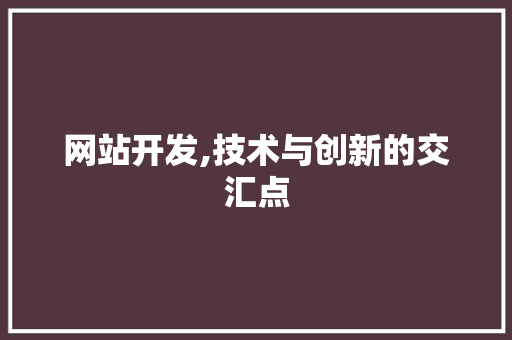 网站开发,技术与创新的交汇点