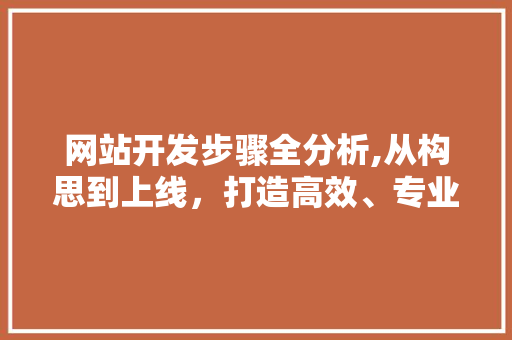 网站开发步骤全分析,从构思到上线，打造高效、专业的网络平台