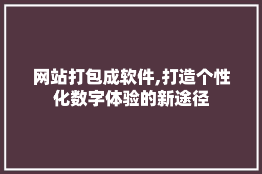 网站打包成软件,打造个性化数字体验的新途径