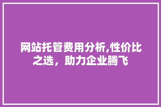 网站托管费用分析,性价比之选，助力企业腾飞 网站托管费用分析,性价比之选，助力企业腾飞 百度SEO