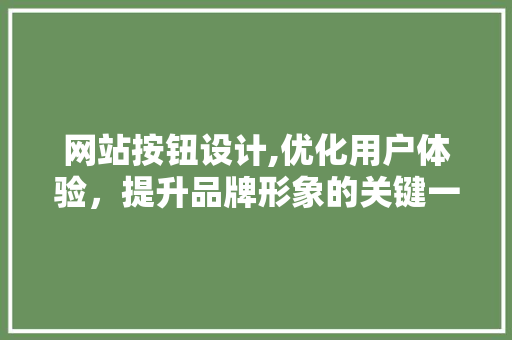 网站按钮设计,优化用户体验，提升品牌形象的关键一环 网站按钮设计,优化用户体验，提升品牌形象的关键一环 网站建设公司