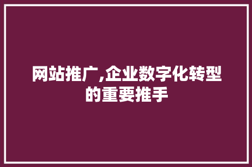网站推广,企业数字化转型的重要推手