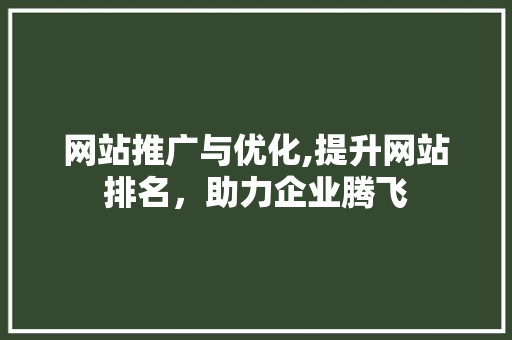 网站推广与优化,提升网站排名，助力企业腾飞 网站推广与优化,提升网站排名，助力企业腾飞 百度SEO