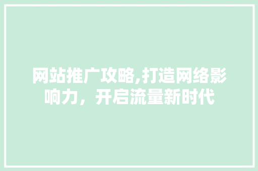 网站推广攻略,打造网络影响力，开启流量新时代