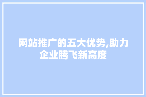 网站推广的五大优势,助力企业腾飞新高度