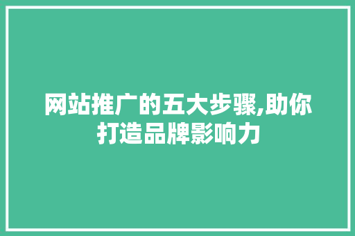 网站推广的五大步骤,助你打造品牌影响力