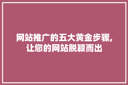 网站推广的五大黄金步骤,让您的网站脱颖而出