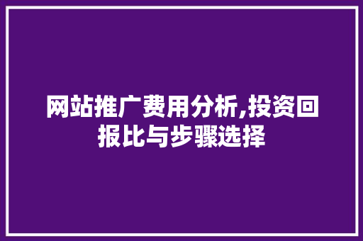 网站推广费用分析,投资回报比与步骤选择 网站推广费用分析,投资回报比与步骤选择 搜狗SEO