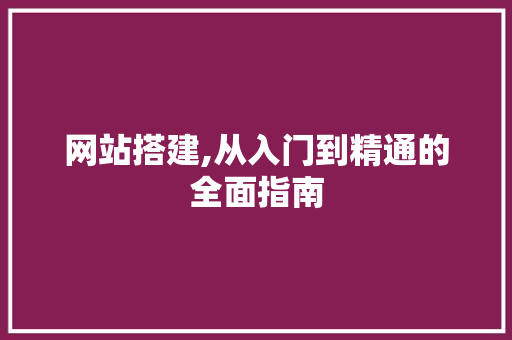 网站搭建,从入门到精通的全面指南