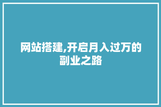 网站搭建,开启月入过万的副业之路