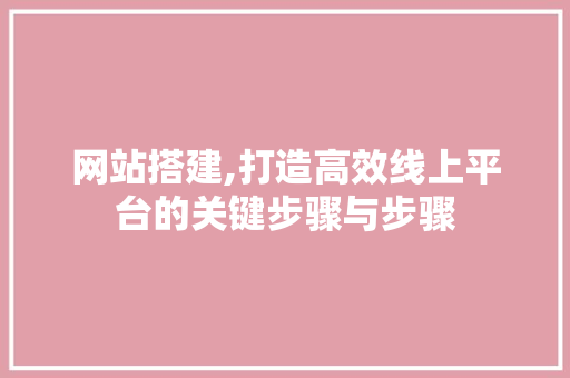 网站搭建,打造高效线上平台的关键步骤与步骤
