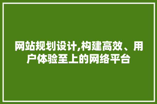 网站规划设计,构建高效、用户体验至上的网络平台