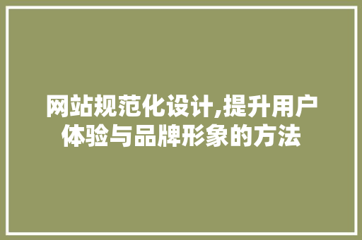网站规范化设计,提升用户体验与品牌形象的方法