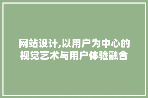 网站设计,以用户为中心的视觉艺术与用户体验融合