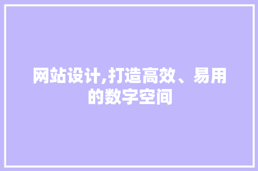 网站设计,打造高效、易用的数字空间