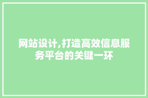 网站设计,打造高效信息服务平台的关键一环