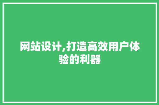 网站设计,打造高效用户体验的利器