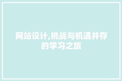 网站设计,挑战与机遇并存的学习之旅 搜狗SEO