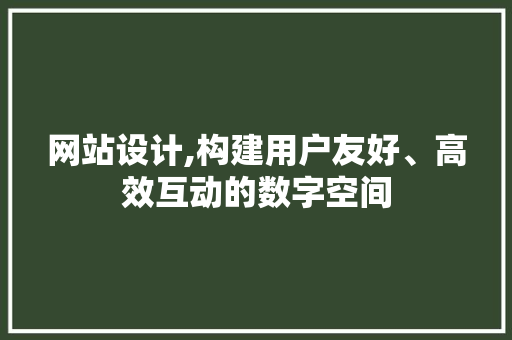 网站设计,构建用户友好、高效互动的数字空间