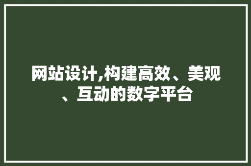 网站设计,构建高效、美观、互动的数字平台