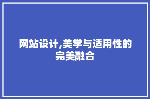 网站设计,美学与适用性的完美融合